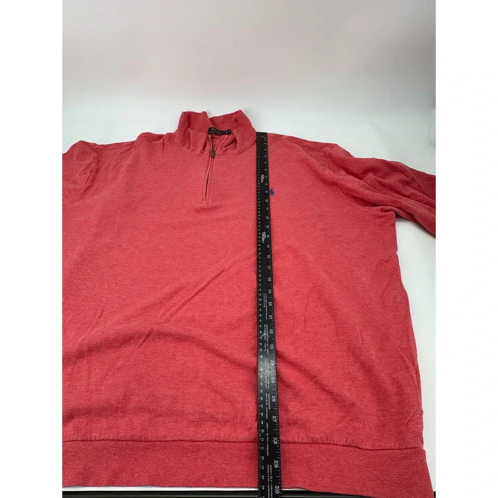 Polo Ralph Lauren Pullover Mens 3XLT 1/4‎ Zip Sweater Red Heather Cotton Blend